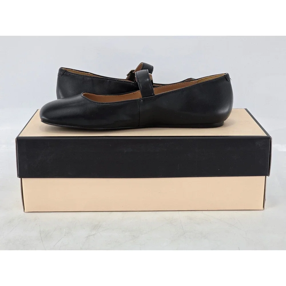 BCBGeneration Harpin Mary Jane Flats Womens 5.5 Black Square Toe Buckle - Exc